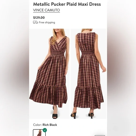 Vince Camuto Pucker Plaid Maxi Dress - Picture 2 of 6